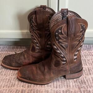Ariat Mens Hybrid VentTEK Western Boots Leather Mid-Calf 10038340 Brown Size 10D